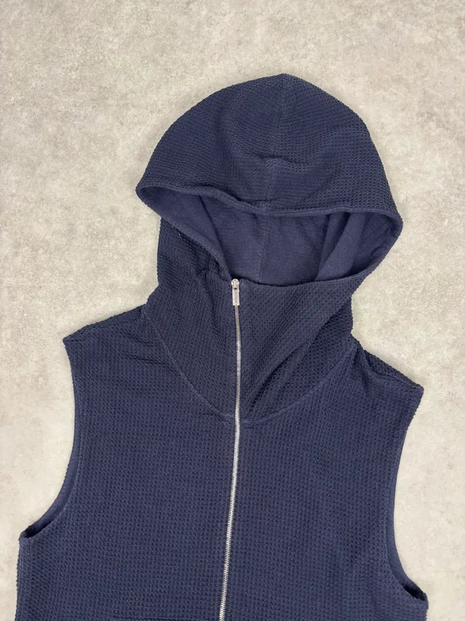 Emporio Armani Navy Asymmetrical Zip Hooded Vest  RFNleEy 3