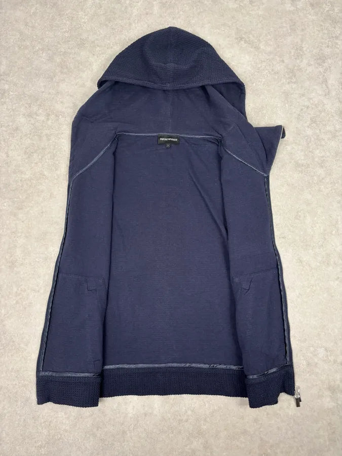 Emporio Armani Navy Asymmetrical Zip Hooded Vest  RFNleEy 6