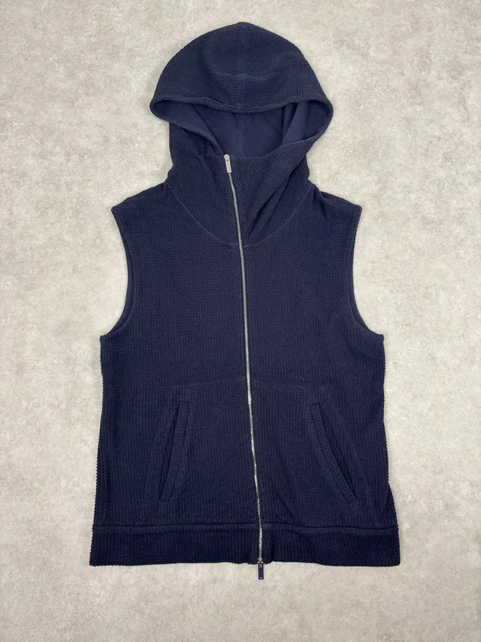Emporio Armani Navy Asymmetrical Zip Hooded Vest  RFNleEy 0
