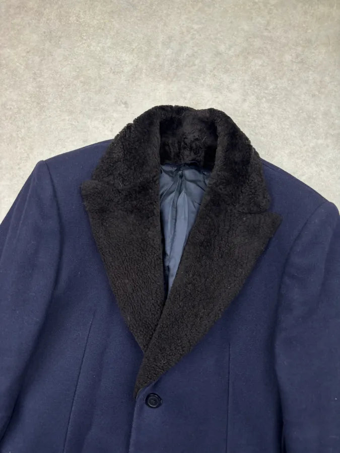 SS2013 Emporio Armani Navy Wool Removable Fur Collar Blazer Jacket fRXRzFu 3
