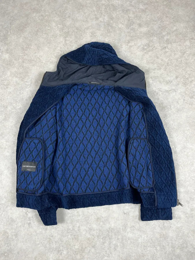 Emporio Armani Navy Wool Zip-up Hoodie bNxgbju 8