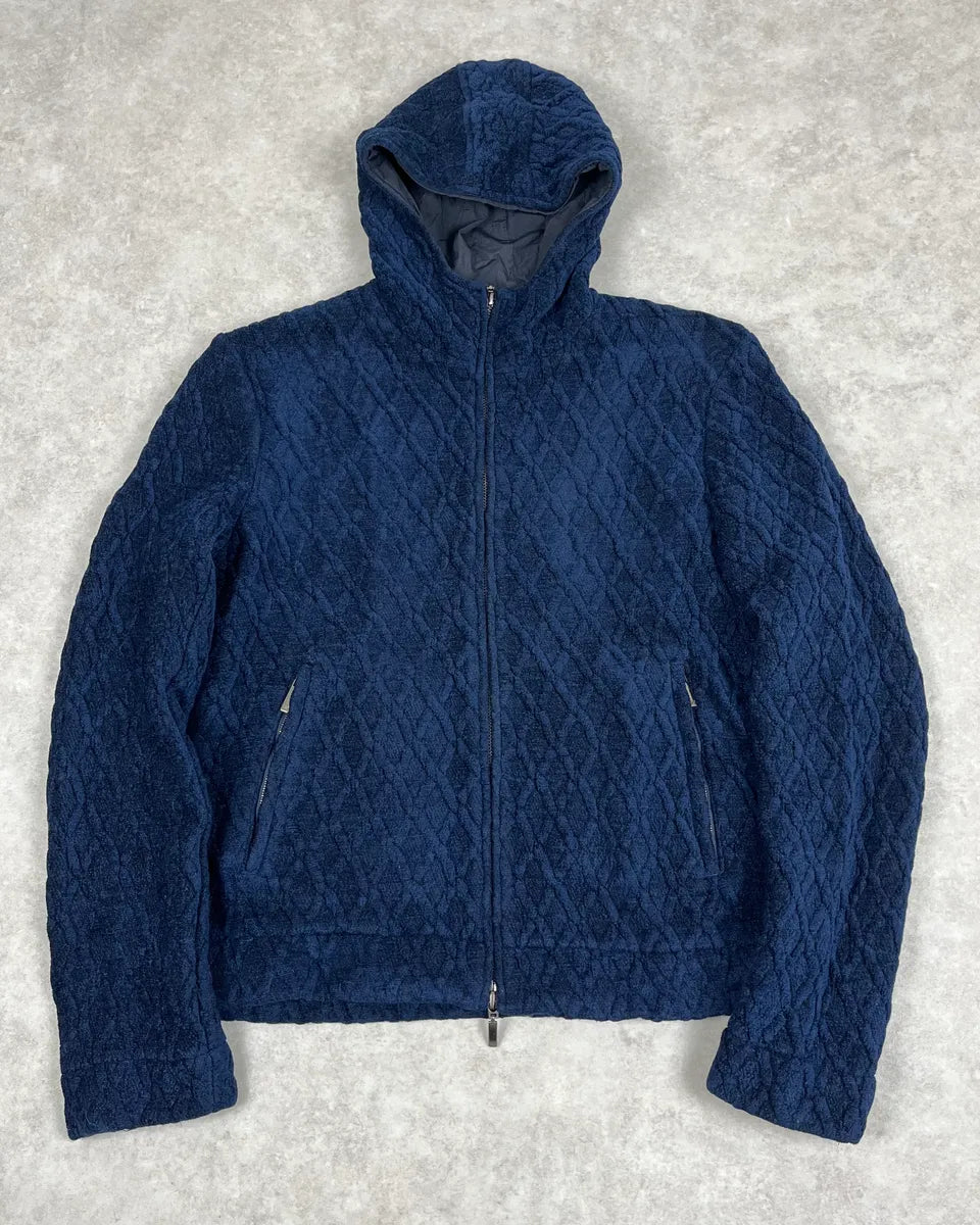 Emporio Armani Navy Wool Zip-up Hoodie bNxgbju 0