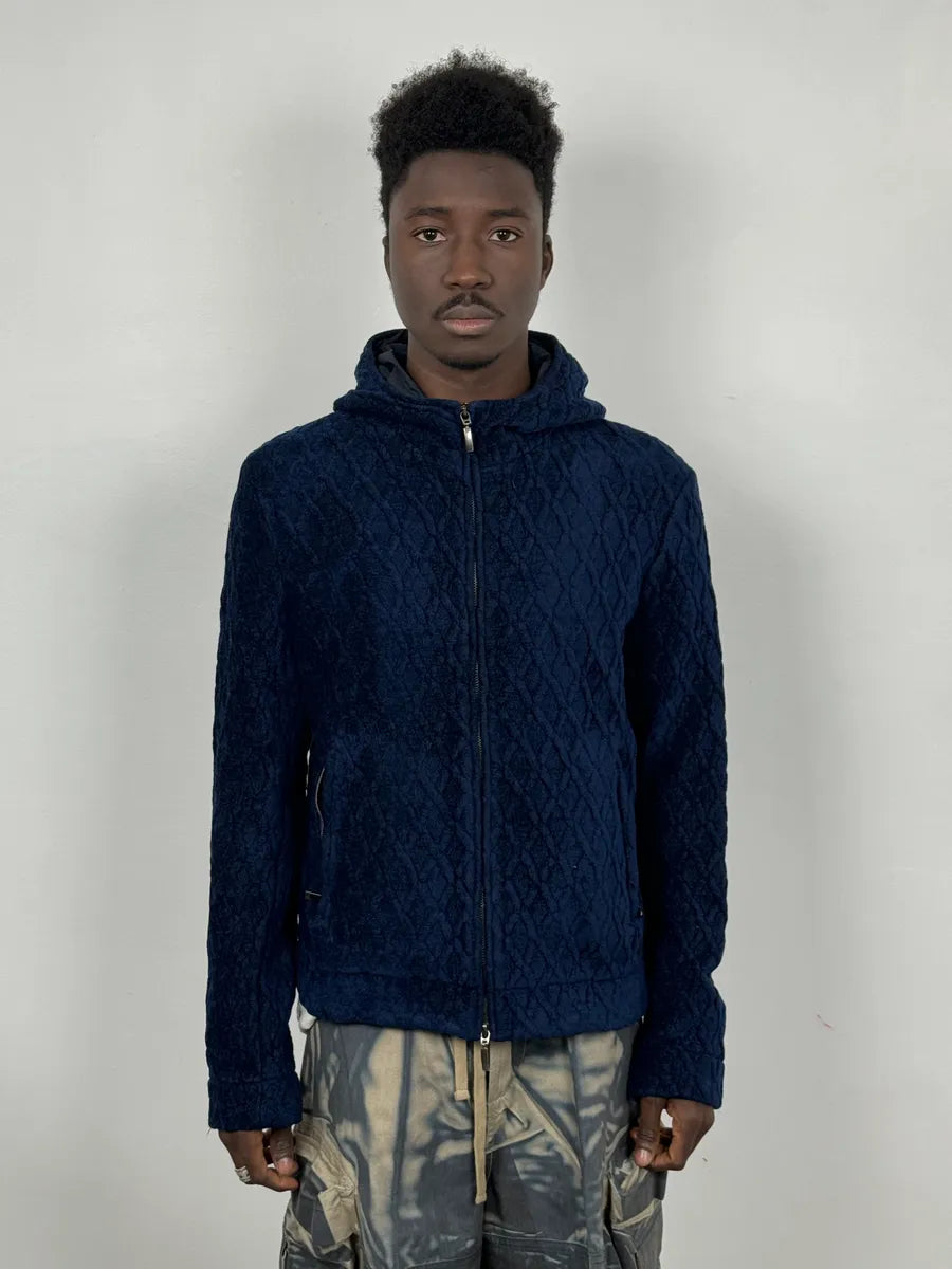 Emporio Armani Navy Wool Zip-up Hoodie bNxgbju 1