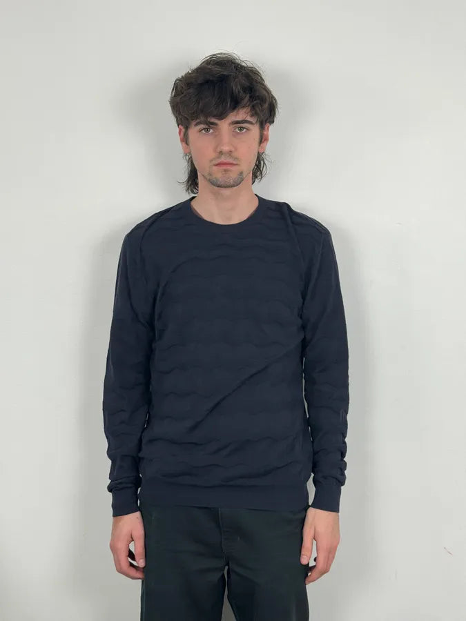 AW2019 Emporio Armani Navy Zigzag Classy Sweater NATCTEO 1