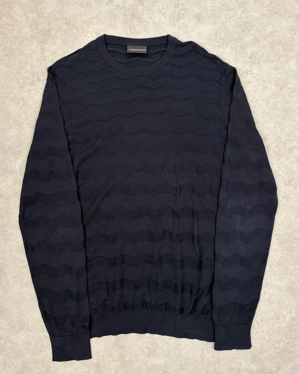 AW2019 Emporio Armani Navy Zigzag Classy Sweater NATCTEO 0
