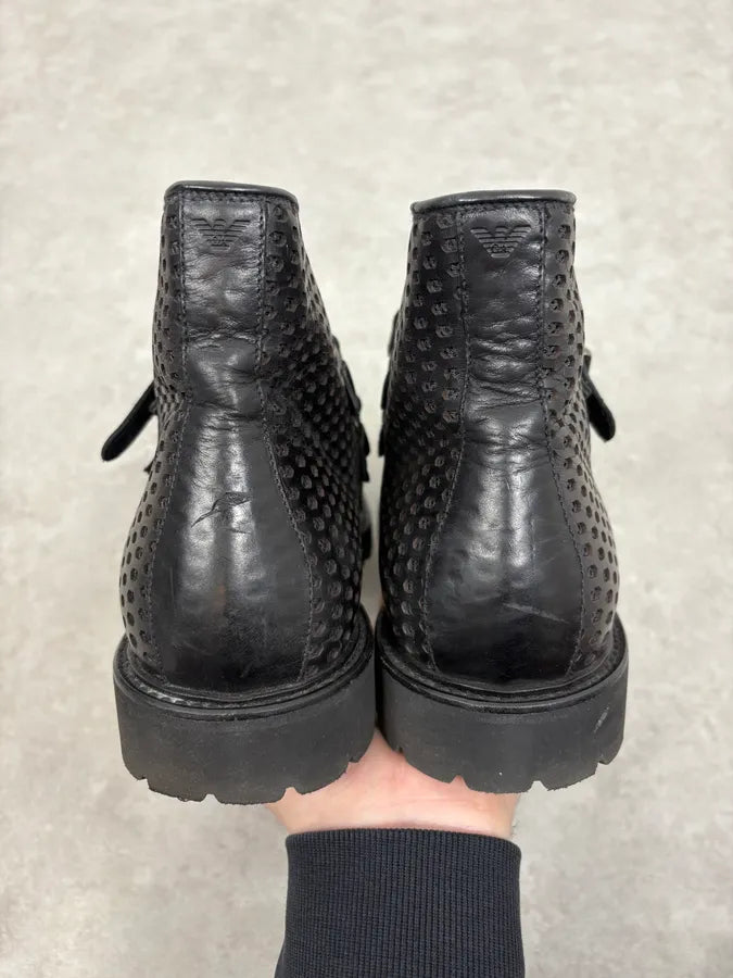 Emporio Armani Perfored Premium Leather Boots KwZkjfg 6