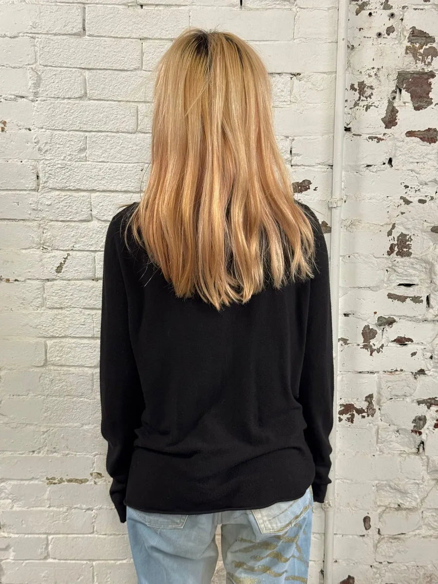 Emporio Armani Pleated Dentelle Black Sweater SbysqQR 1