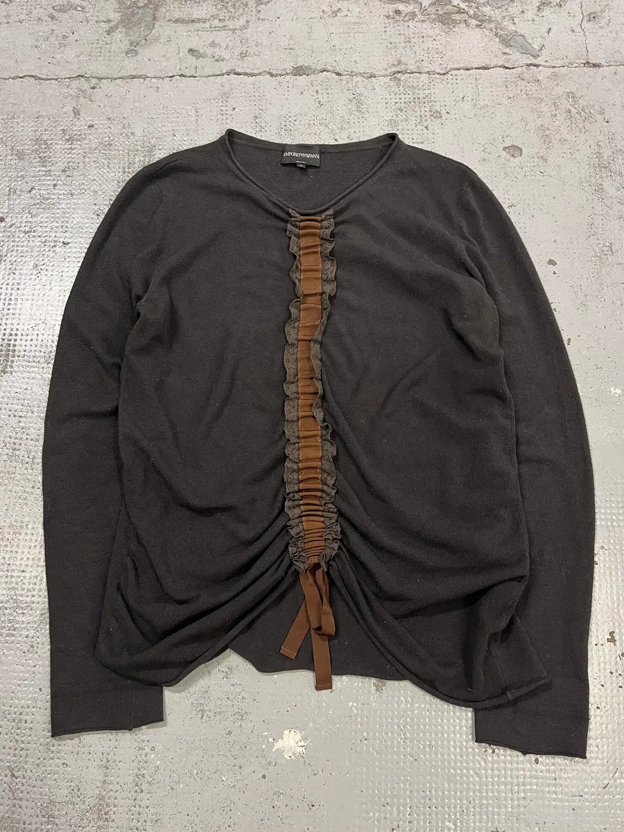 Emporio Armani Pleated Dentelle Black Sweater SbysqQR 2