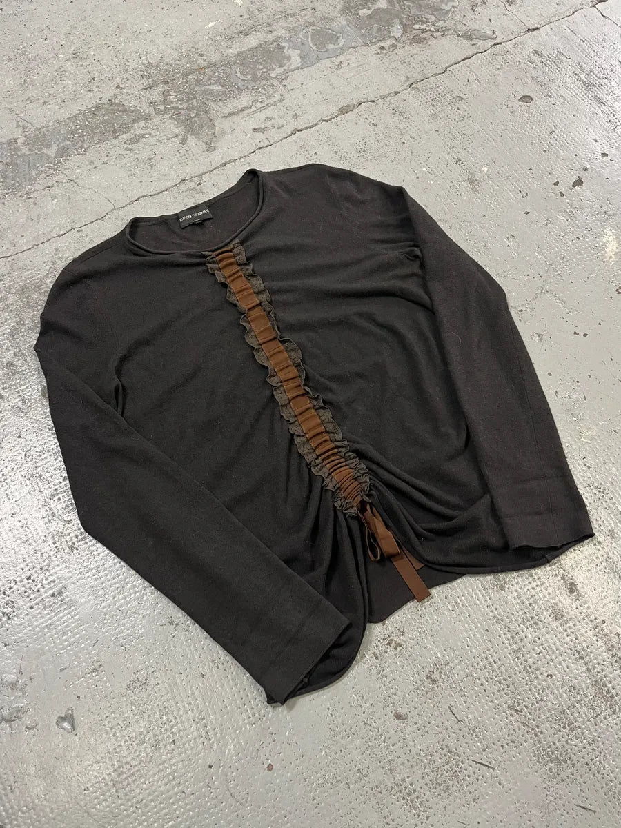 Emporio Armani Pleated Dentelle Black Sweater SbysqQR 3