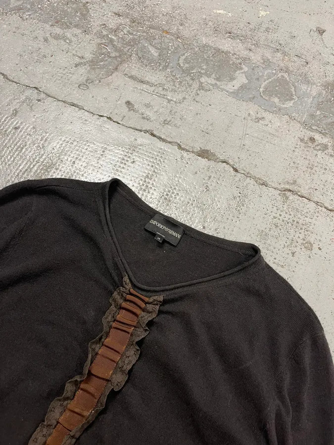 Emporio Armani Pleated Dentelle Black Sweater SbysqQR 4