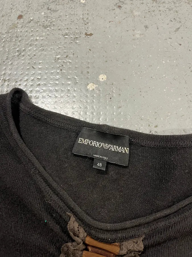 Emporio Armani Pleated Dentelle Black Sweater SbysqQR 7