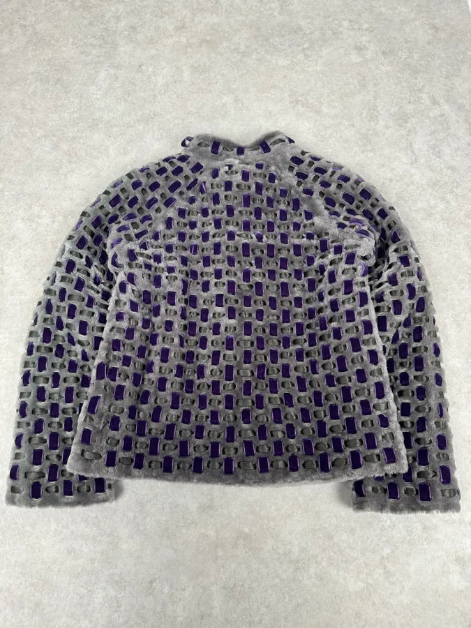 Emporio Armani Purple & Grey Waffled Velvet Contemporary Jacket PbucKfk 5