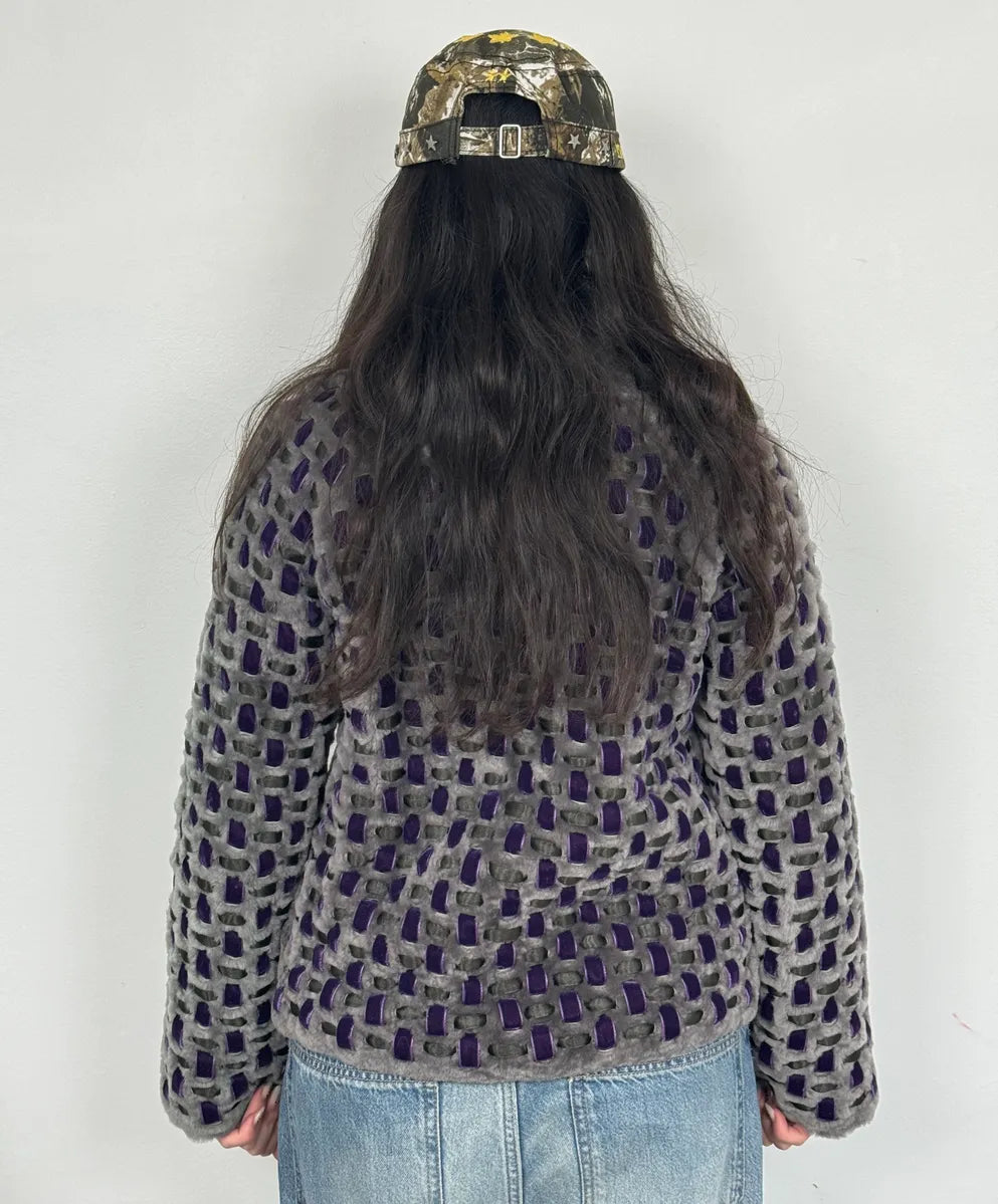 Emporio Armani Purple & Grey Waffled Velvet Contemporary Jacket PbucKfk 2