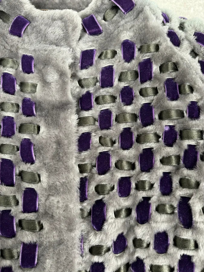 Emporio Armani Purple & Grey Waffled Velvet Contemporary Jacket PbucKfk 4