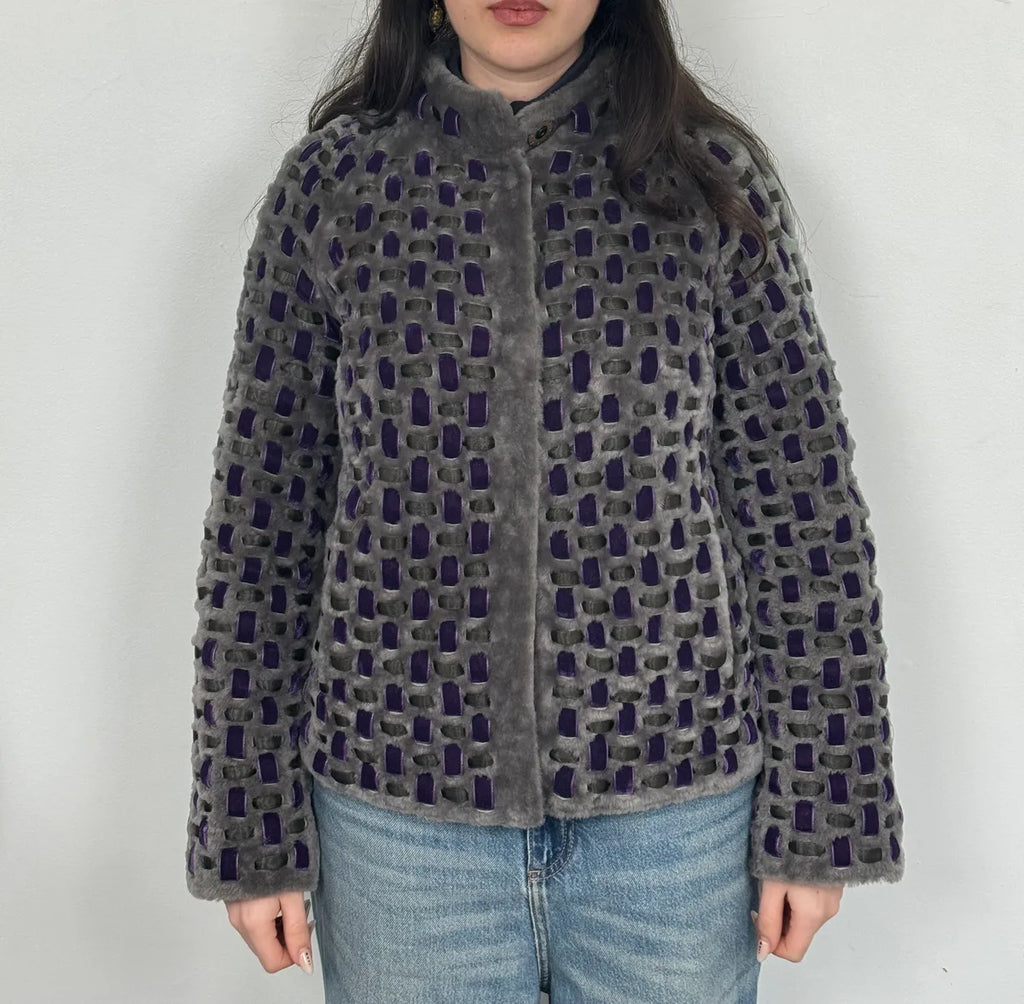 Emporio Armani Purple & Grey Waffled Velvet Contemporary Jacket PbucKfk 1