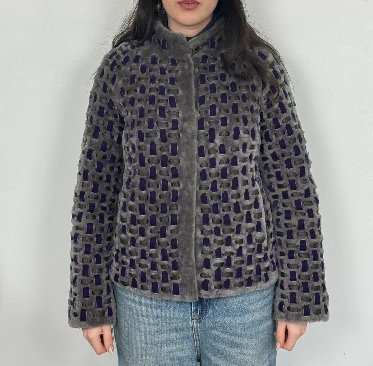 Emporio Armani Purple & Grey Waffled Velvet Contemporary Jacket PbucKfk 1