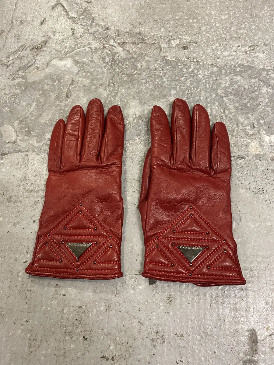 Emporio Armani Red Leather Gloves (OS) 0