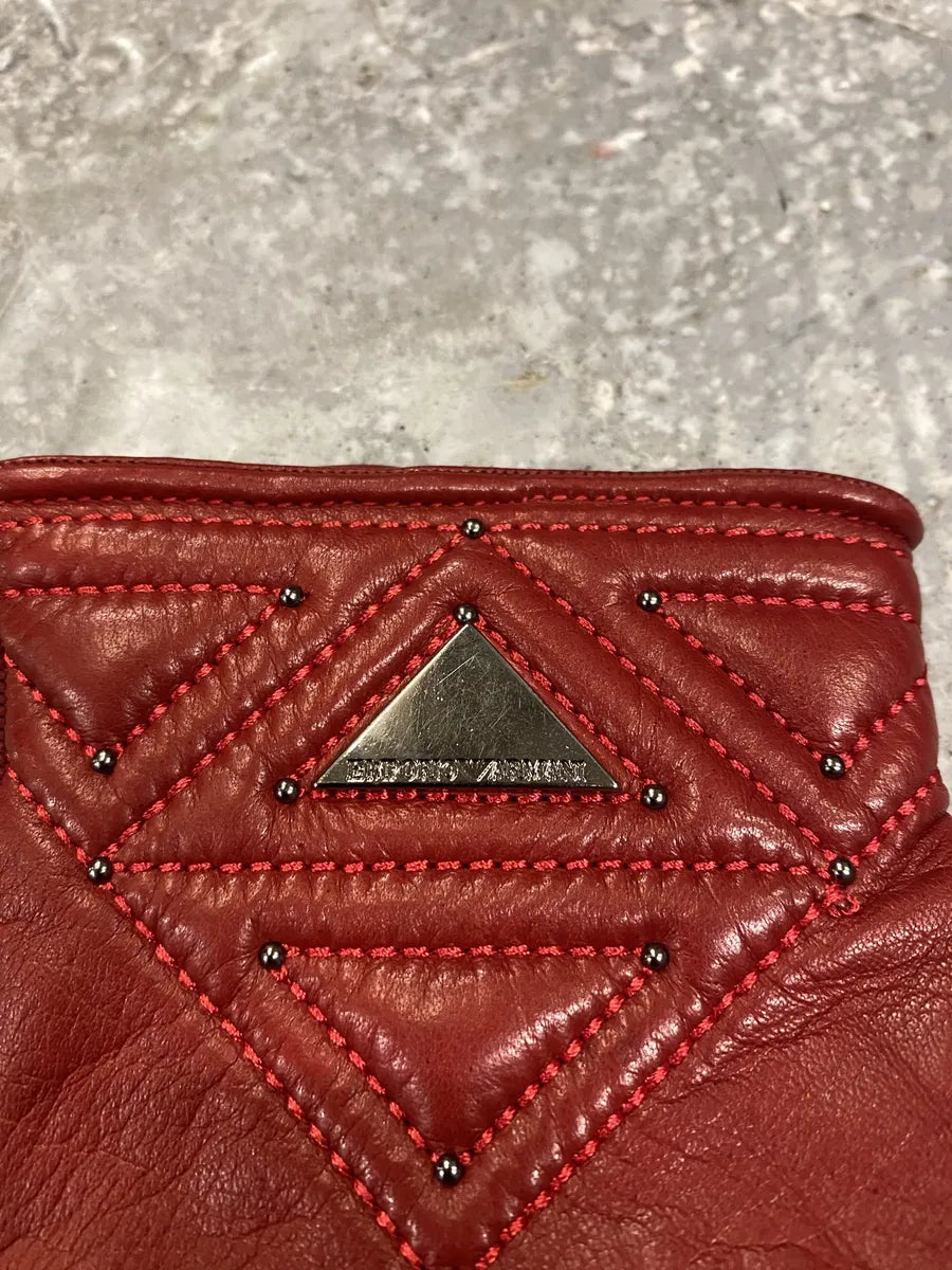 Emporio Armani Red Leather Gloves (OS) 3