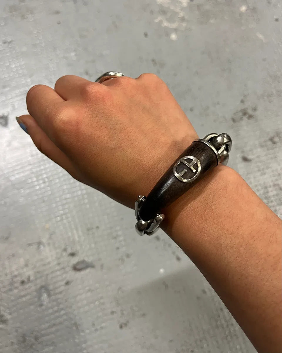 Emporio Armani Stainless Steel Chain Wood Horn Bracelet LFSyikX 0