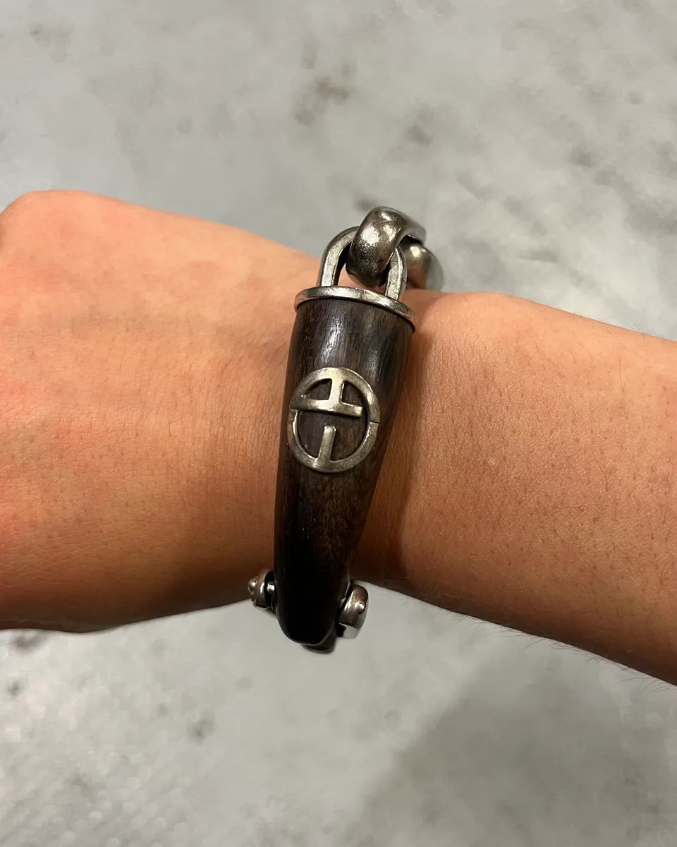 Emporio Armani Stainless Steel Chain Wood Horn Bracelet LFSyikX 2
