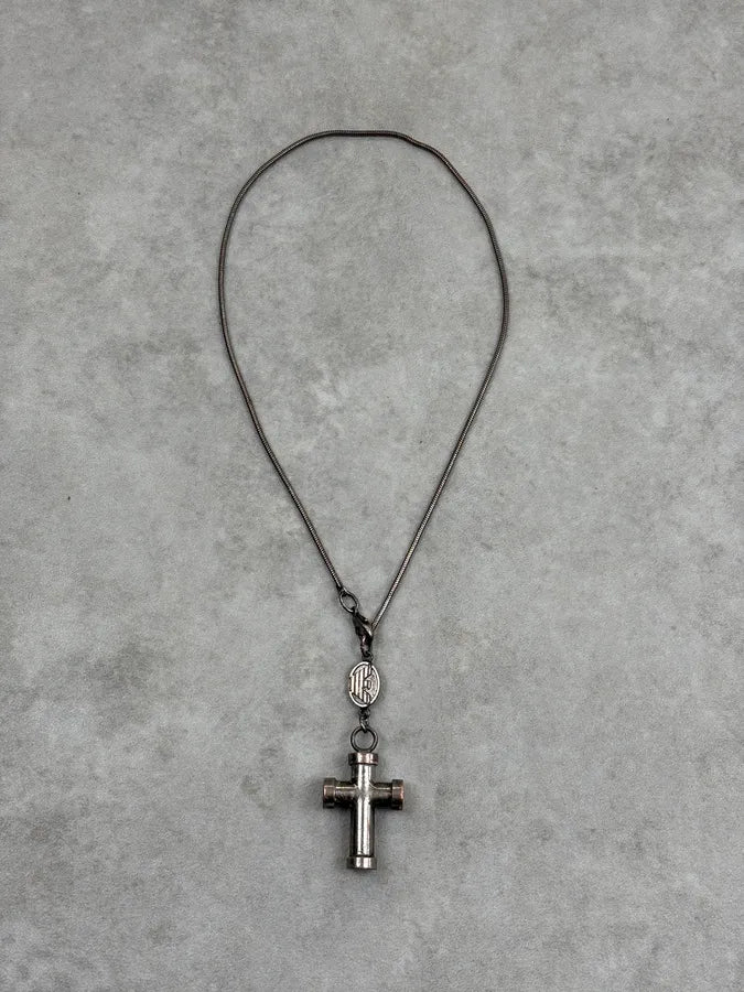 2000s Emporio Armani Steel Cross Pendant Necklace vzbBfIn 0