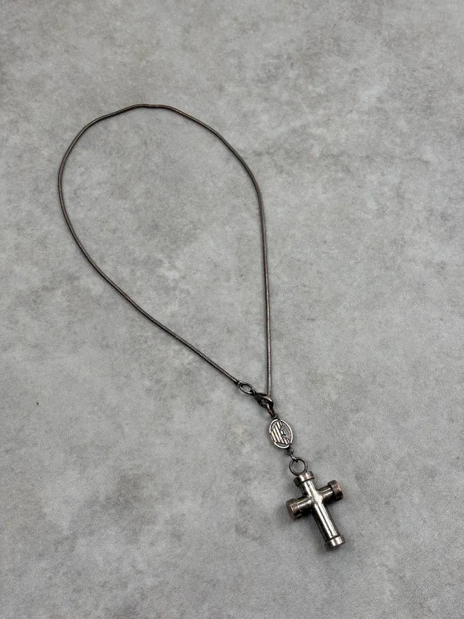 2000s Emporio Armani Steel Cross Pendant Necklace vzbBfIn 2