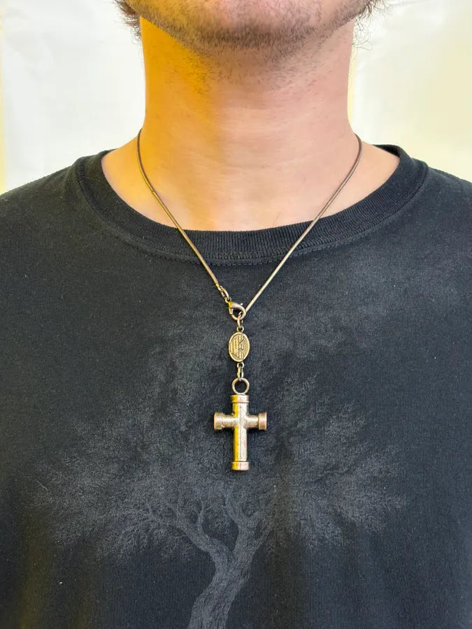 2000s Emporio Armani Steel Cross Pendant Necklace vzbBfIn 1