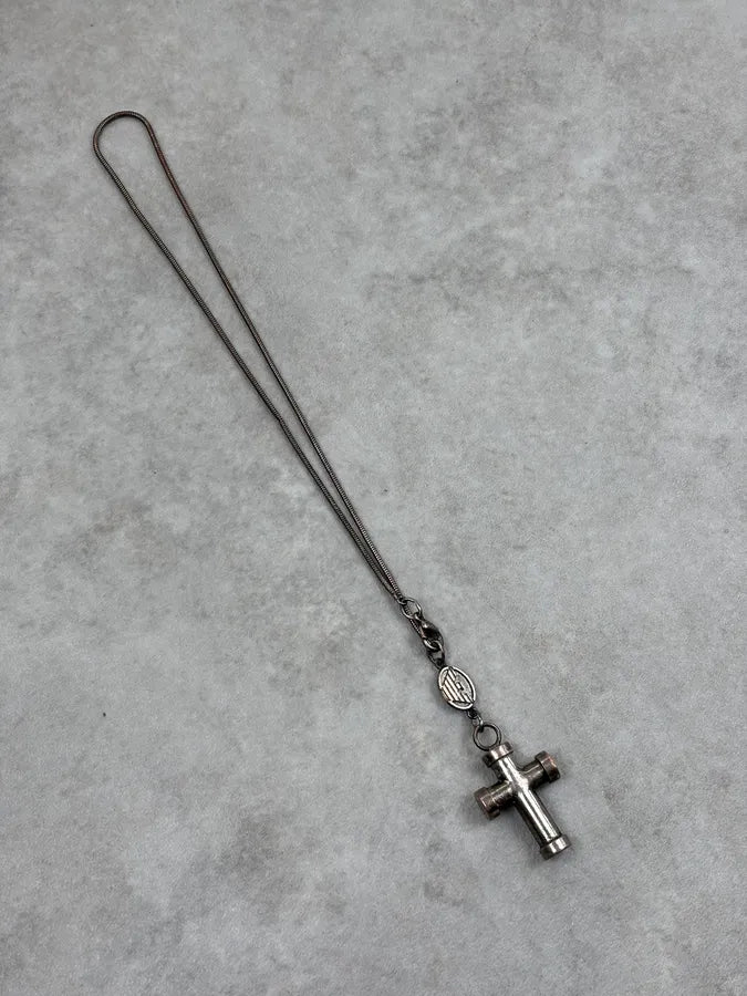 2000s Emporio Armani Steel Cross Pendant Necklace vzbBfIn 3