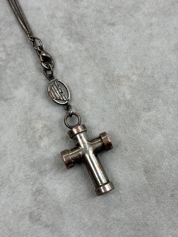 2000s Emporio Armani Steel Cross Pendant Necklace vzbBfIn 4
