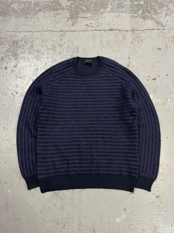 Emporio Armani Striped Navy Wool Sweater avOODLg 0
