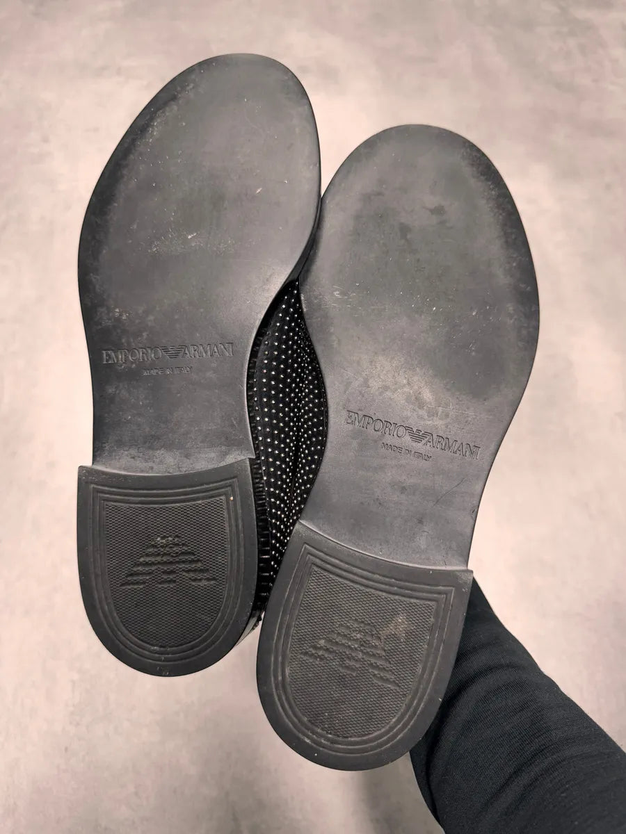 Emporio Armani Studded Black Leather Loafers Shoes (42eu/us8.5) 5