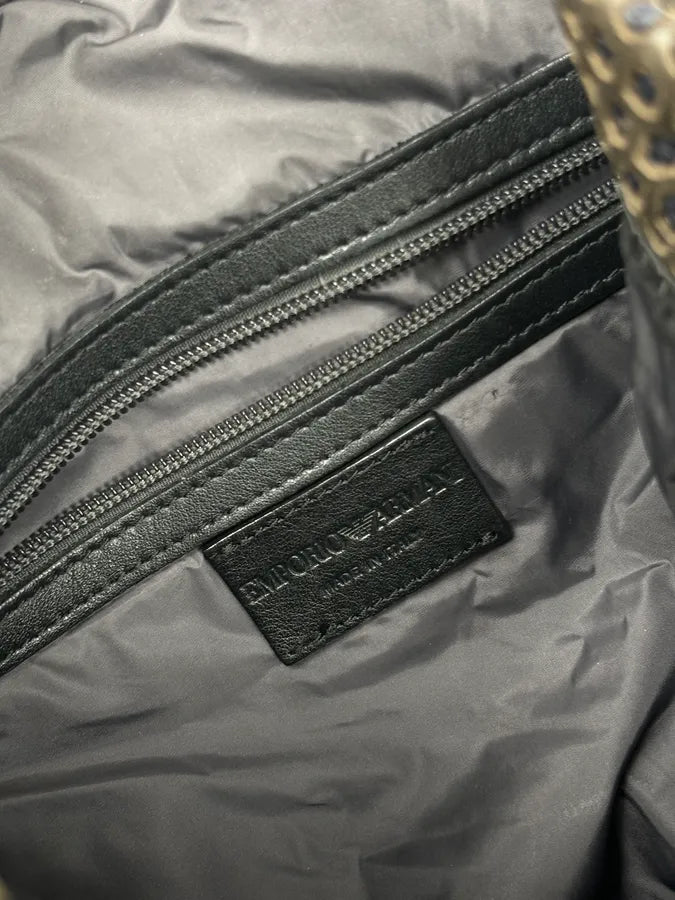FW2013 Emporio Armani Taupe Grey Perfored Leather Multi-Pocket Backpack bukDgMW 16