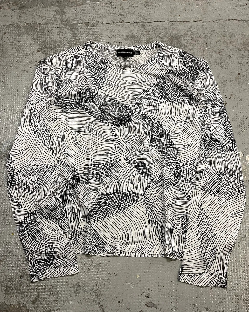 Emporio Armani White Cotton Graphic Print Long Sleeve T-Shirt cEKKOdy 0