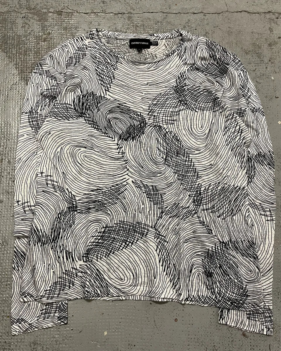 Emporio Armani White Cotton Graphic Print Long Sleeve T-Shirt cEKKOdy 3