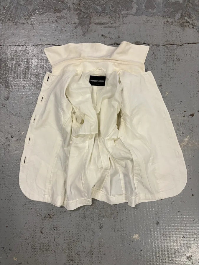 2010s Emporio Armani White Buttoned Multi-Pocket Blazer Jacket LxIZGqG 6