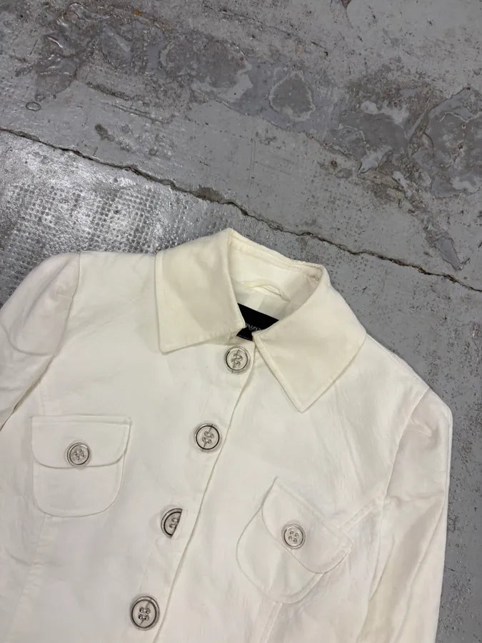 2010s Emporio Armani White Buttoned Multi-Pocket Blazer Jacket LxIZGqG 3