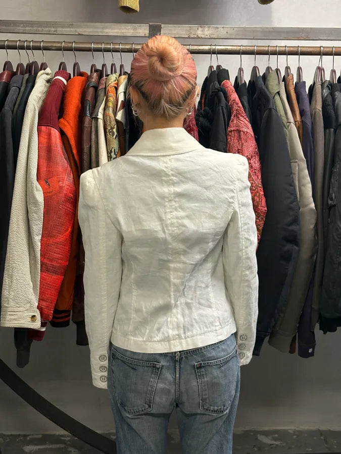 2010s Emporio Armani White Buttoned Multi-Pocket Blazer Jacket LxIZGqG 1