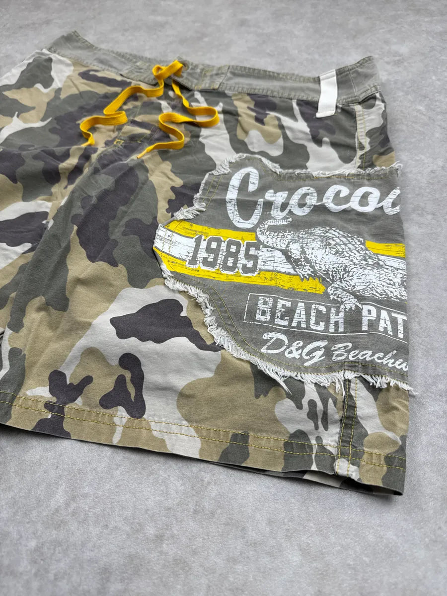 2000s Dolce & Gabbana Khaki Military Camo Swim Shorts eoGcrtYj 6