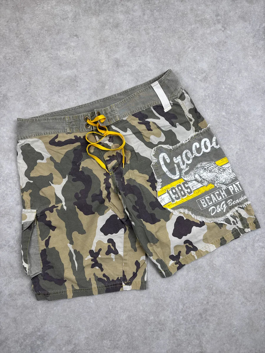 2000s Dolce & Gabbana Khaki Military Camo Swim Shorts eoGcrtYj 4
