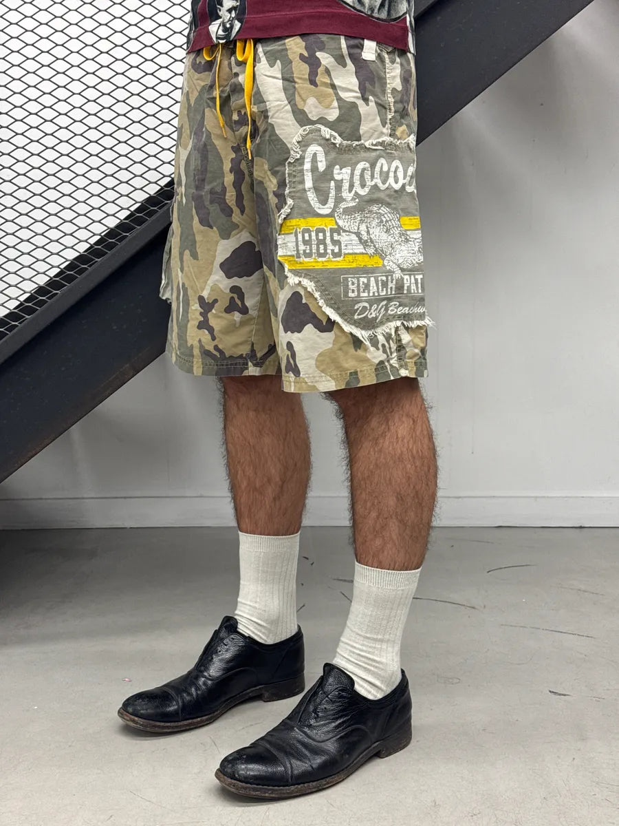 2000s Dolce & Gabbana Khaki Military Camo Swim Shorts eoGcrtYj 0