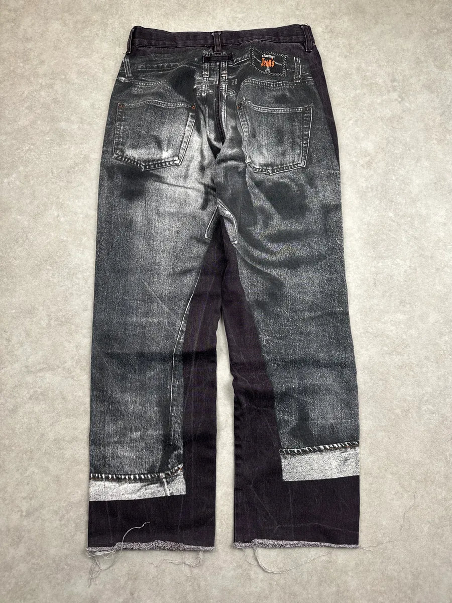 2000s Jean Paul Gaultier Trompe L’Oeil Raw Incrusted Jeans epPfAgAE 5