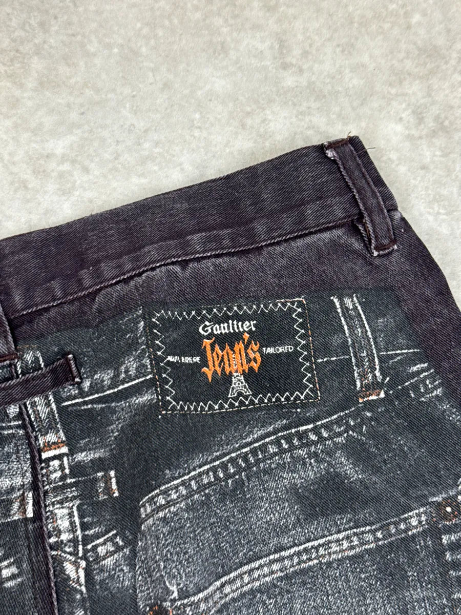 2000s Jean Paul Gaultier Trompe L’Oeil Raw Incrusted Jeans epPfAgAE 14