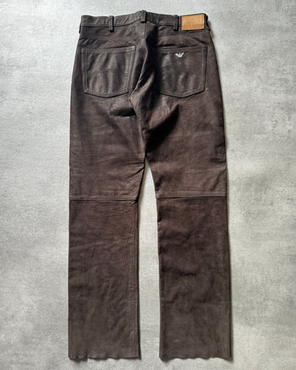 2000s Armani Brown Cozy Leather Pants (L) - 6