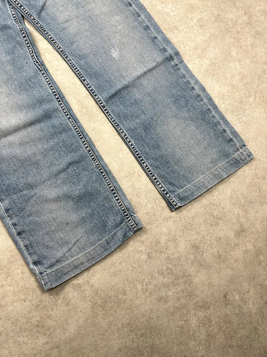 AW2005 Dolce & Gabbana Light Blue Denim Distressed Straight Leg Jeans erDqrnuN 7