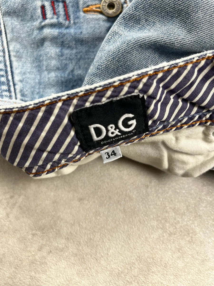 AW2005 Dolce & Gabbana Light Blue Denim Distressed Straight Leg Jeans erDqrnuN 11