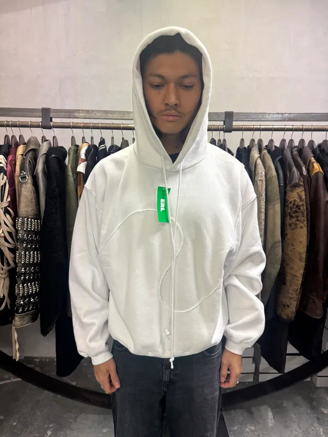 ERL Wave White Cozy Knit Hoodie (M) AhHFuXn 1