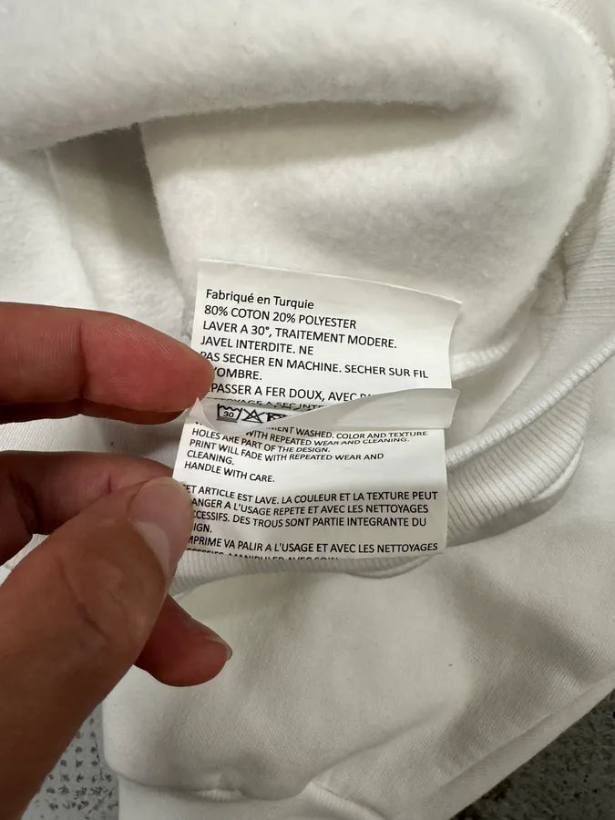 ERL Wave White Cozy Knit Hoodie (M) AhHFuXn 12