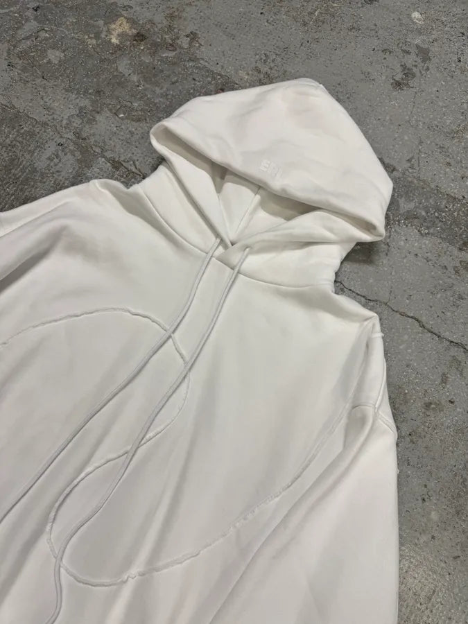 ERL Wave White Cozy Knit Hoodie (M) AhHFuXn 3