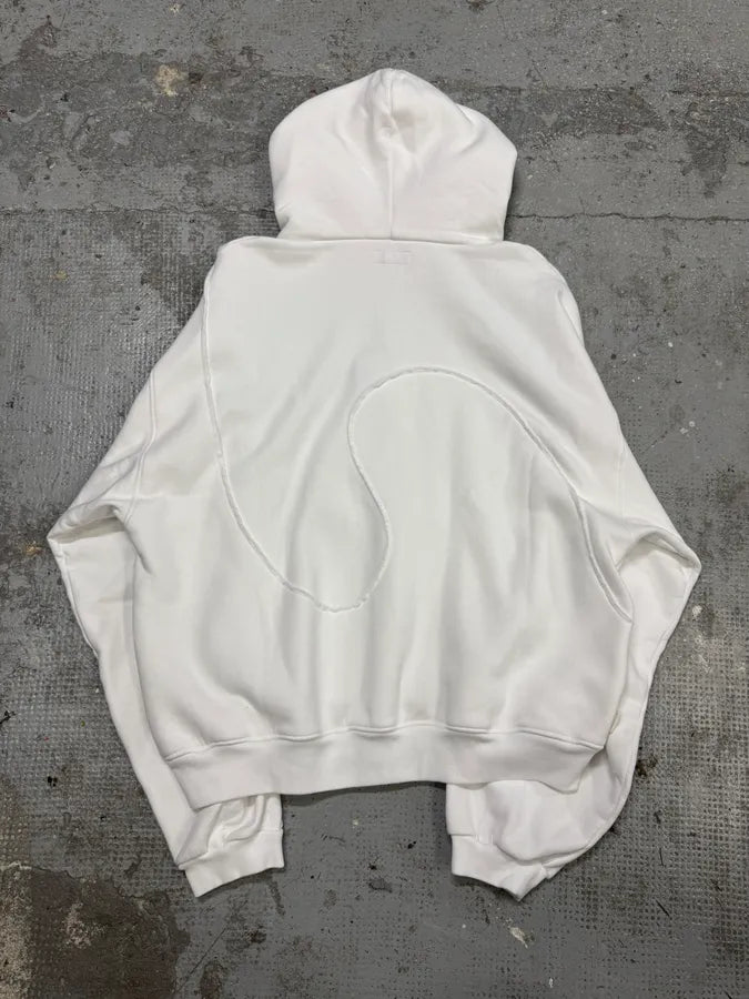 ERL Wave White Cozy Knit Hoodie (M) AhHFuXn 8