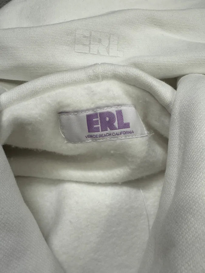 ERL Wave White Cozy Knit Hoodie (M) AhHFuXn 9